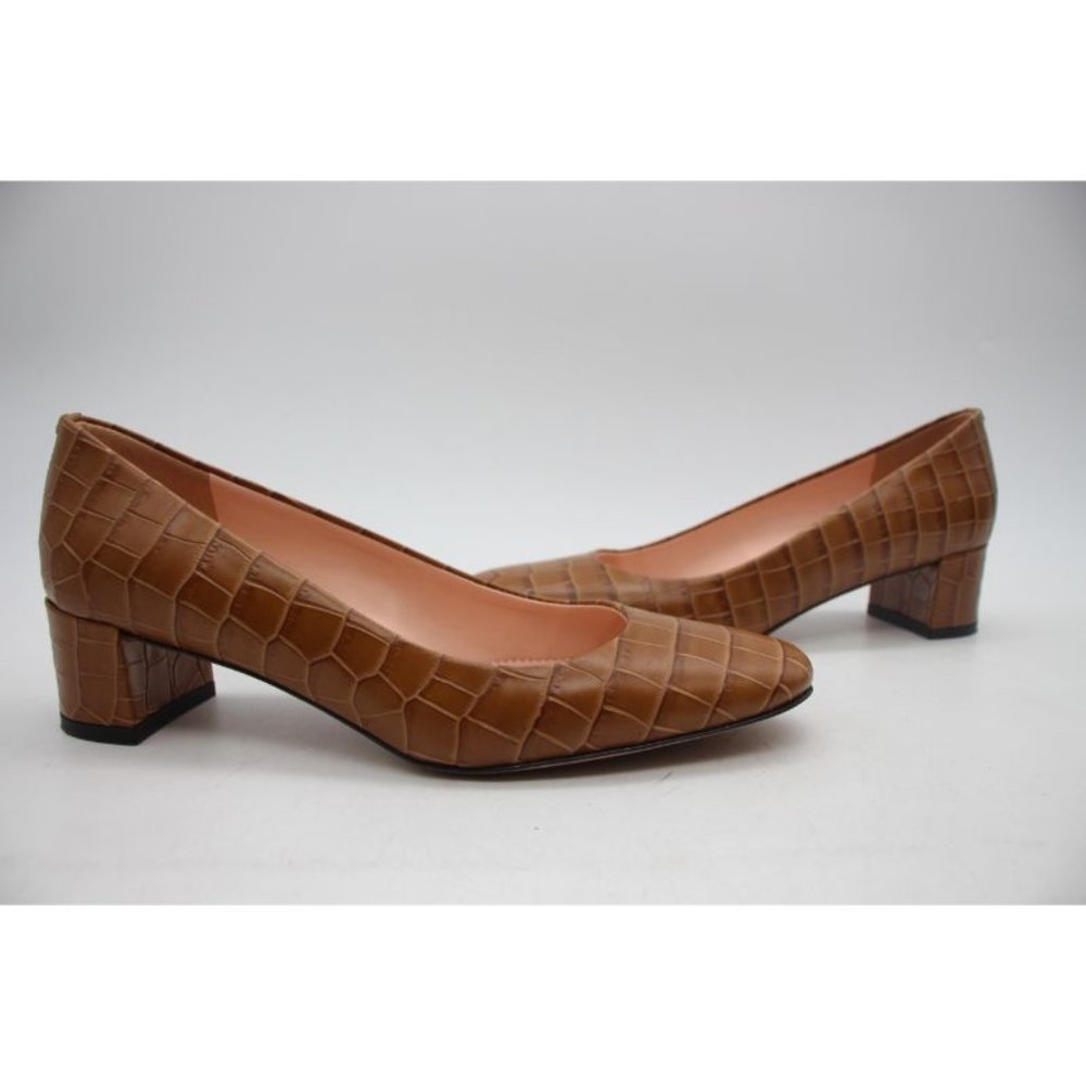 J. Crew Kate Block Heel Pumps Women's Size 7 Croc Embossed Leather